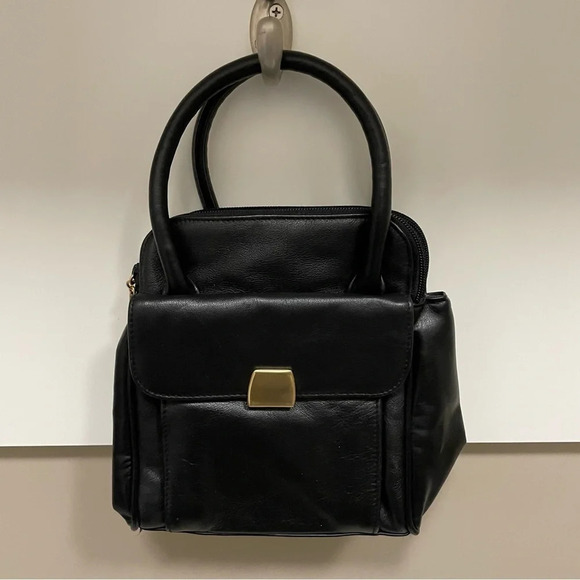Vintage Black Leather Handbag by  Benchmade Leatherworks - Picture 1 of 9